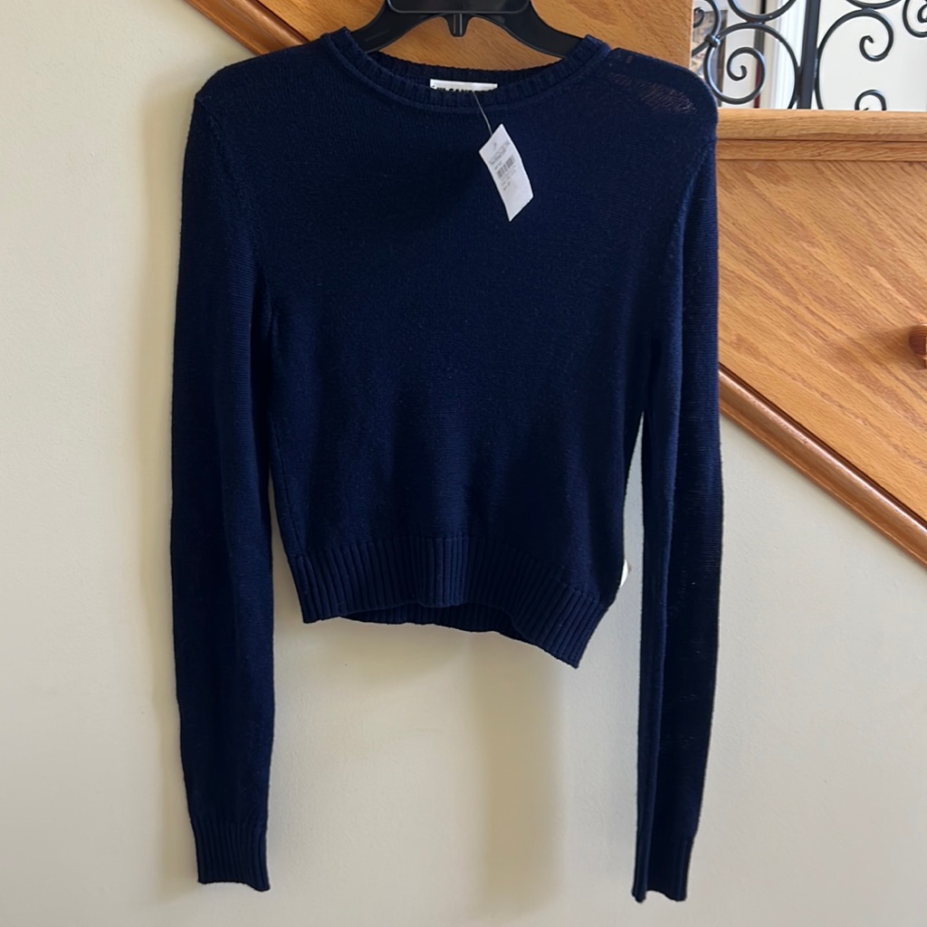 Jil Sander Purl Stitch Wool Sweater Size 2 Us/32 Eu Dark Blue New With Tags